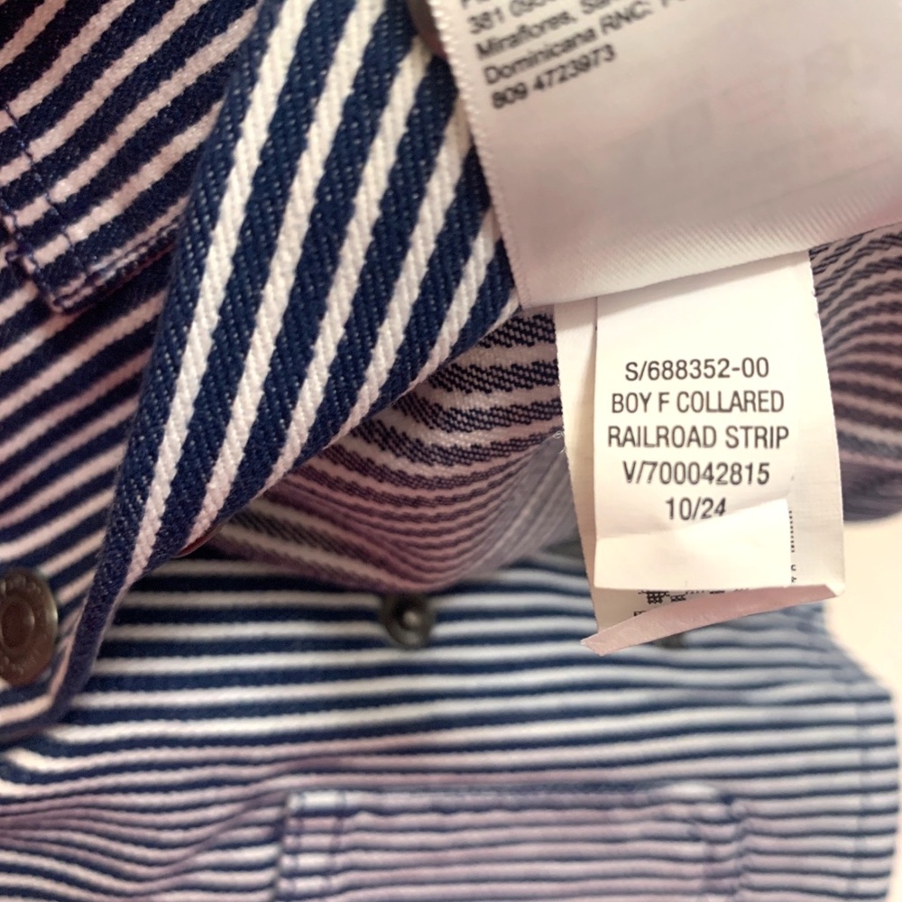 Railroad Stripe Twill Snap Jacket Baby Loose Collared Ice Cream Pocket NWT - Picture 9 of 14